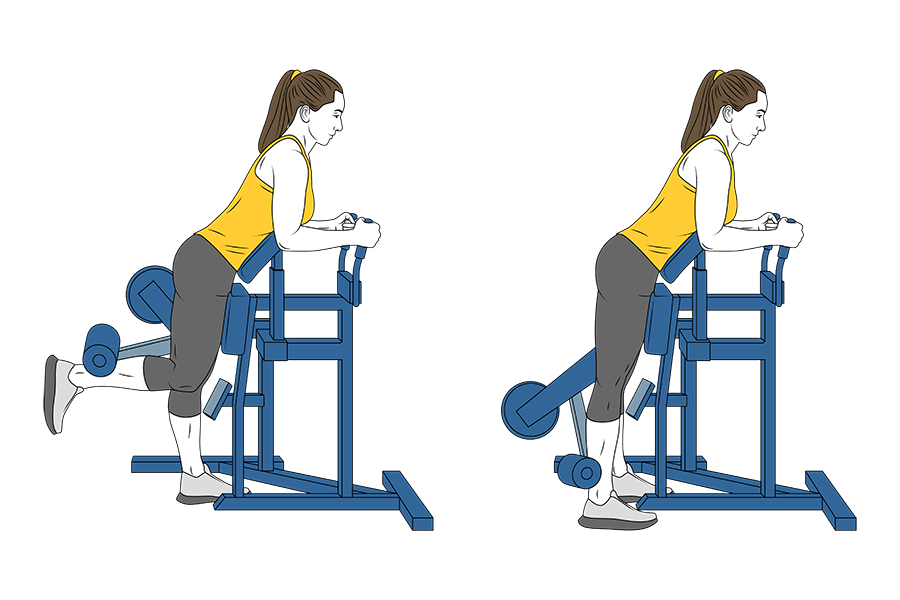 Curl femoral a una pierna con máquina de pie