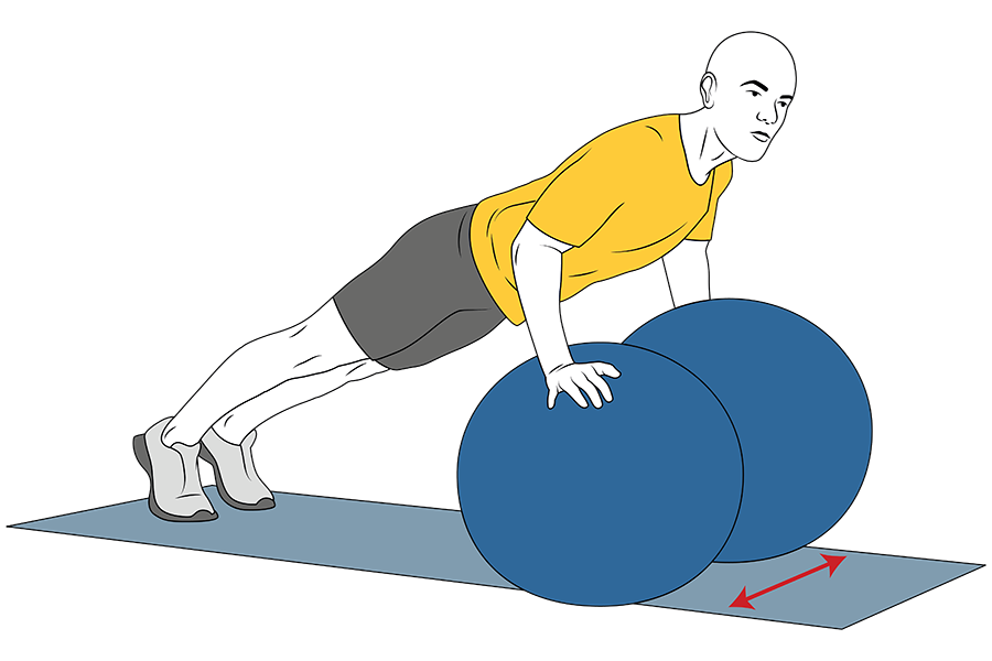 Desplazamiento horizontal sobre pelotas de pilates