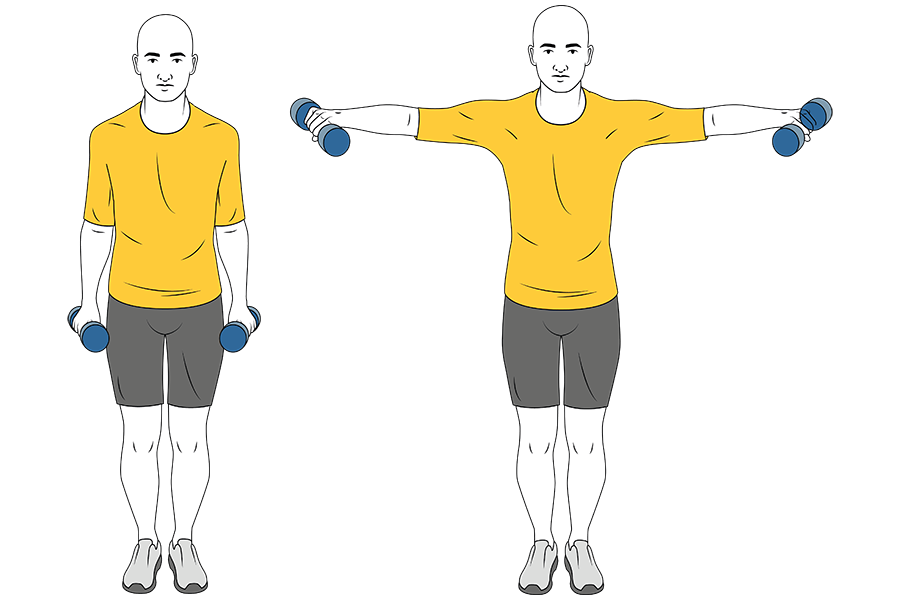 Elevacion lateral de hombros con mancuernas