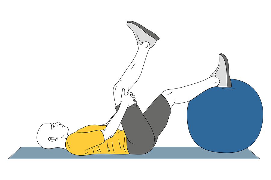 Estiramiento femoral con pelota pilates
