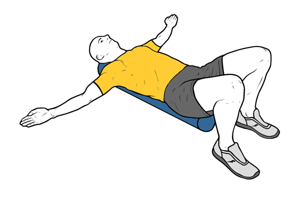 Estiramiento de pectorales con roller foam