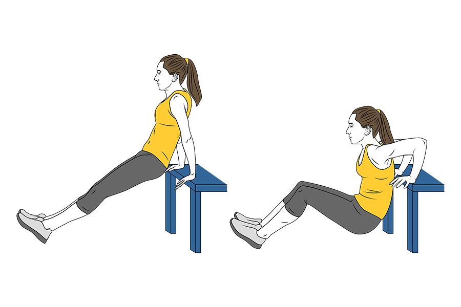 Extensión de brazos apoyado en banco plano