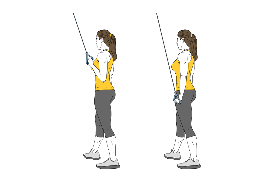 Extensión de tríceps a una mano con cable-polea