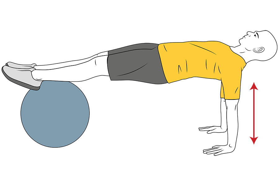 Extensión de tríceps con talones apoyados