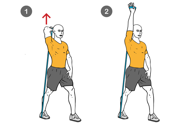 Extensión de triceps de pie con banda elástica