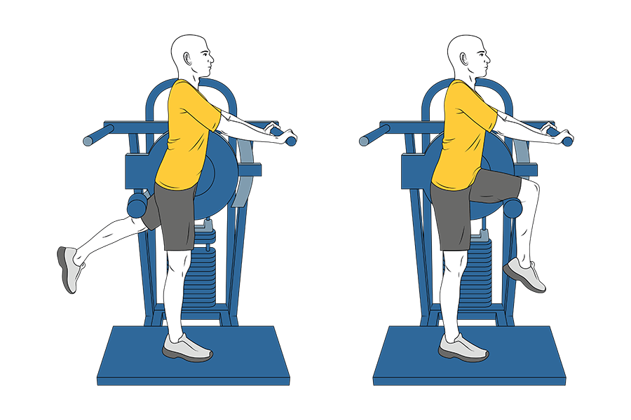 Extensión de una cadera en máquina de pie