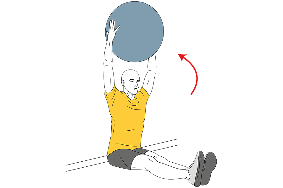 Extensión de brazos sujetando pelota de pilates