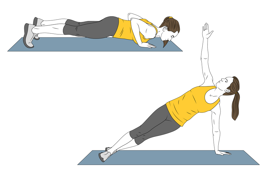 Flexión de brazos y plancha lateral