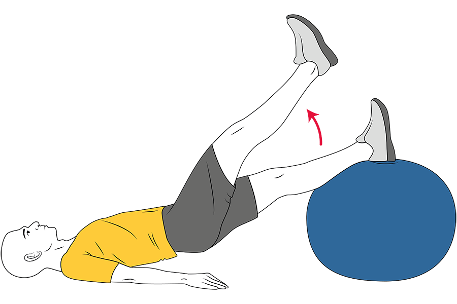 Flexión de cadera con la pelvis elevada sobre pelota de pilates