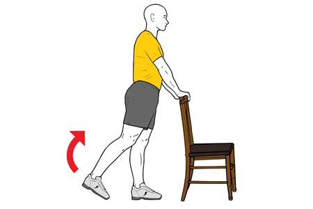 Flexión de rodilla de pie con apoyo