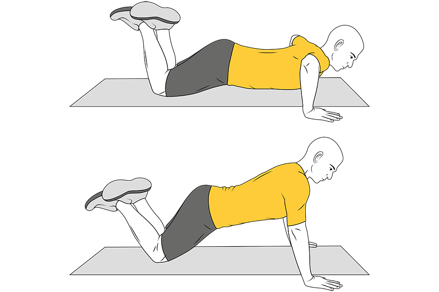Flexiones de brazos con rodillas apoyadas