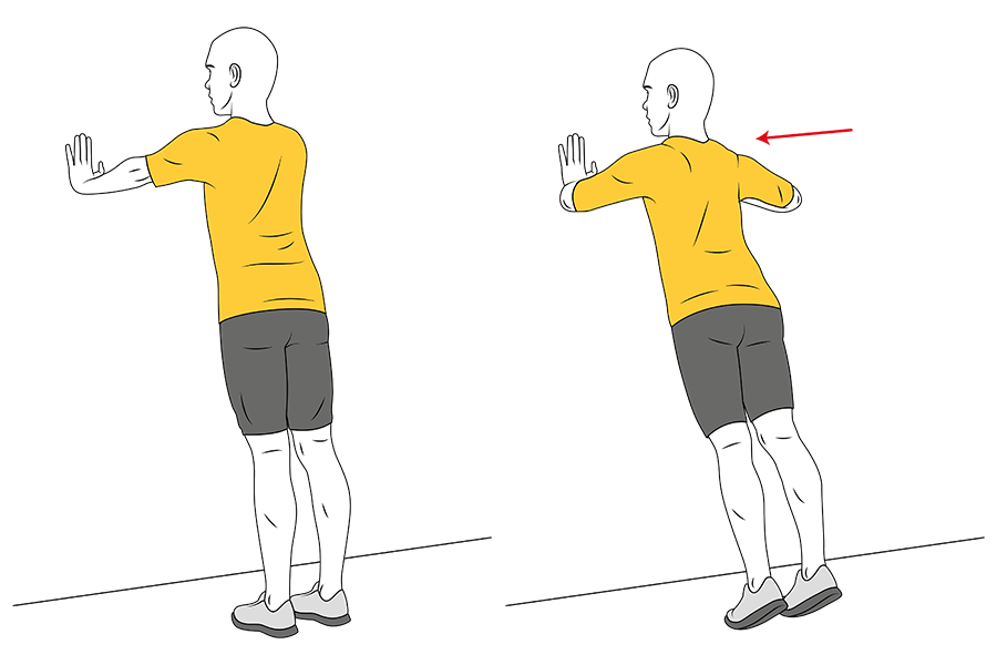 Flexiones de brazos de pie apoyados en la pared