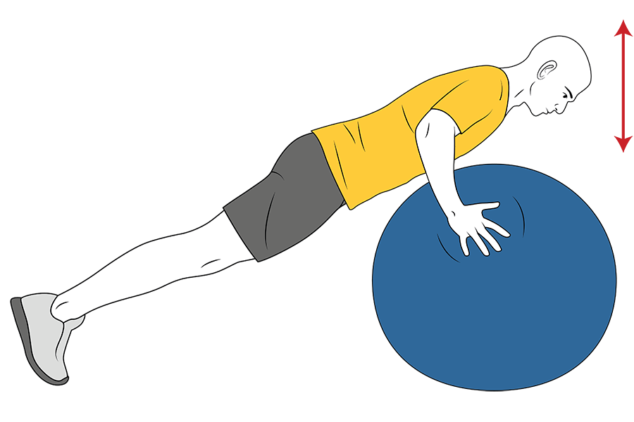 Flexiones de brazos sobre pelota de pilates
