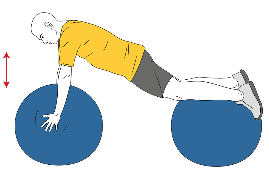 Flexiones de brazos sobre pelotas de pilates