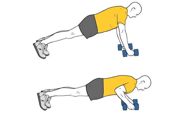 Flexiones sobre mancuernas