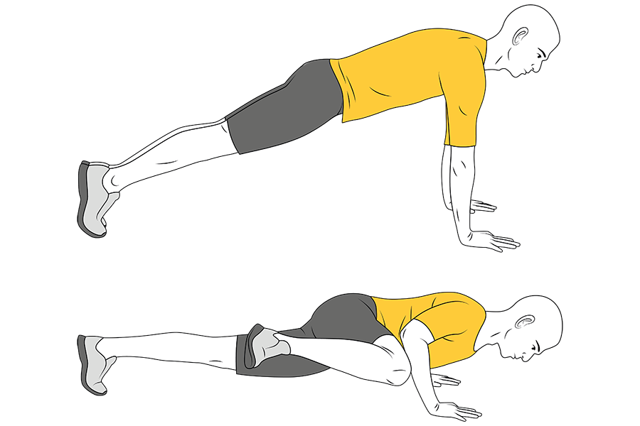 Flexiones de brazos con flexión de cadera