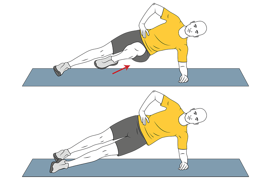 Flexo-extensión de pierna en apoyo de pie y antebrazo