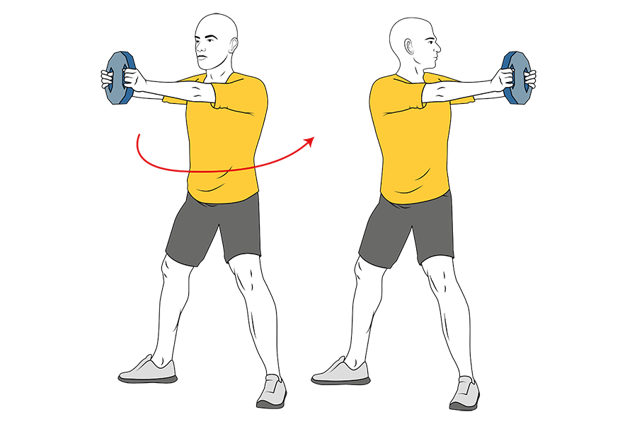 Giro de cintura de pie con disco
