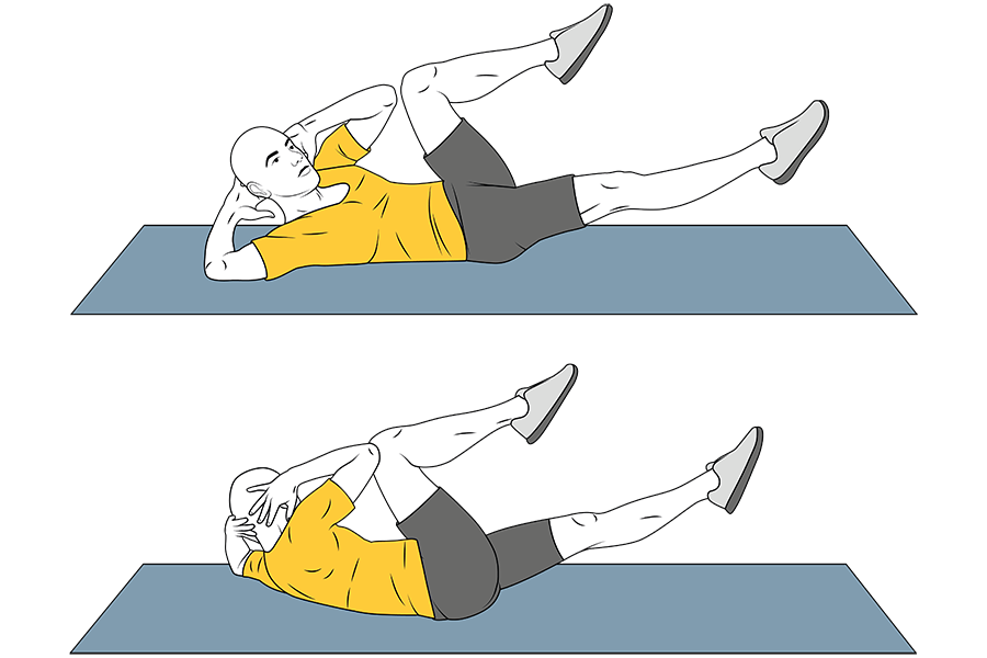 Giros de tronco contra rodilla flexionada del mismo lado