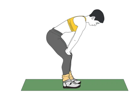 Hipopresivo bipedestación con rodillas flexionadas