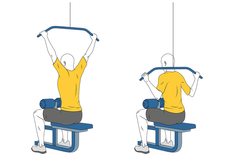 Jalón a la nuca en polea alta sentado