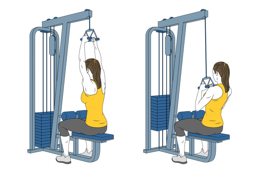 Jalón con polea alta agarre neutro