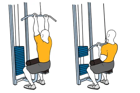 Jalón polea alta agarre estrecho supino