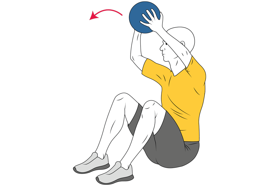 Lanzamiento balón medicinal desde sentado