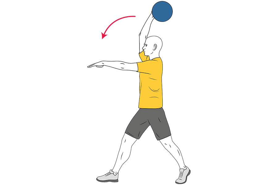 Lanzamiento de balón medicinal con una mano