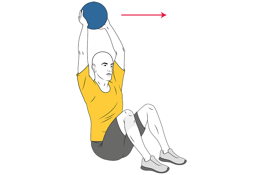 Lanzamiento de balón medicinal desde sentado