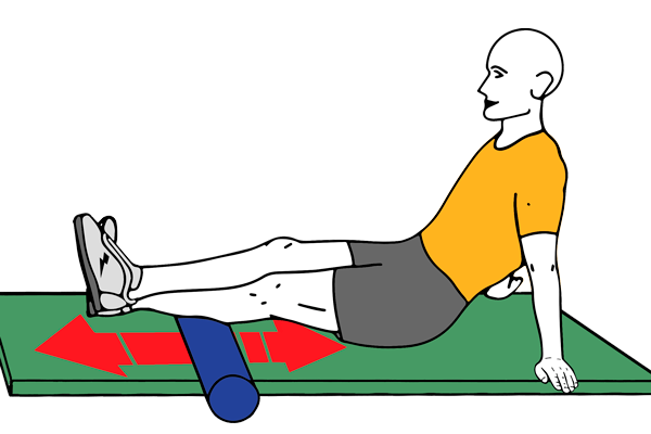 Automasaje de una pantorilla con rodillo de foam