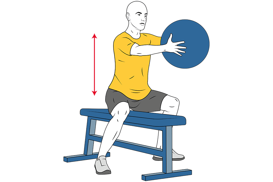 Media sentadilla con balón medicinal