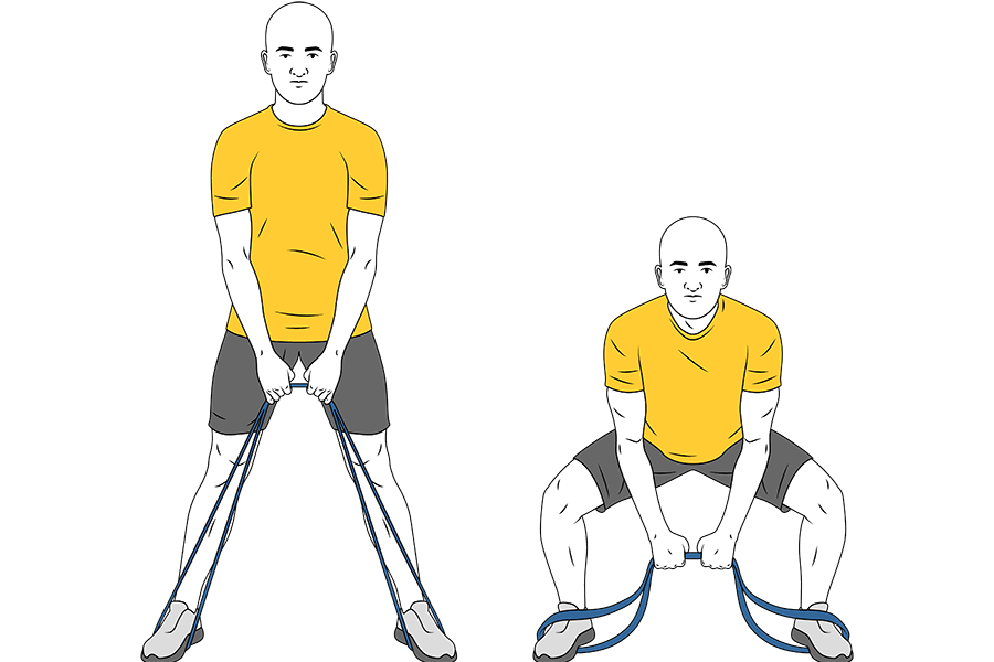 Media sentadilla con gomas