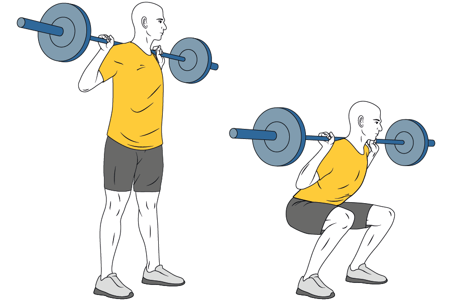 Media sentadilla con barra