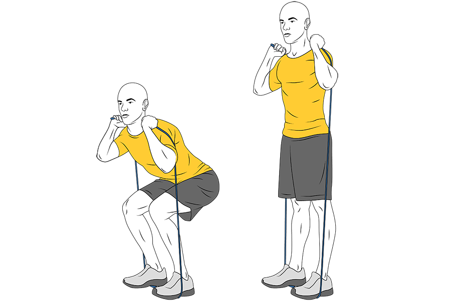 Media sentadilla con gomas