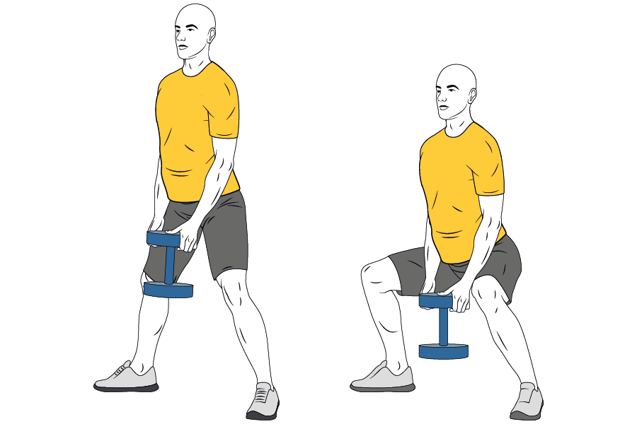 Media sentadilla sumo con mancuerna
