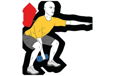 Media sentadilla con mancuerna  y brazo extendido