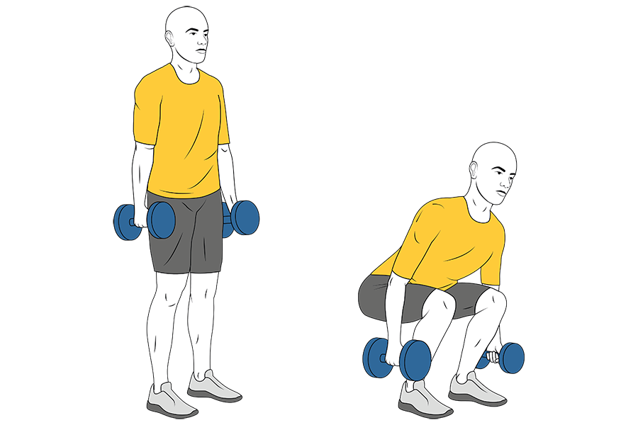 Media sentadilla con mancuernas