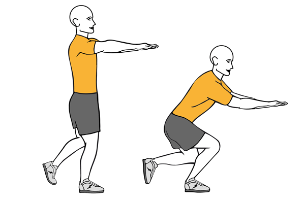 Media sentadilla pierna atrás