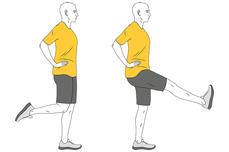 Extensión y flexión de cadera de  pie