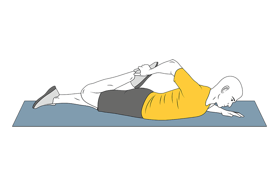 Estiramiento de cuádriceps tumbado boca abajo