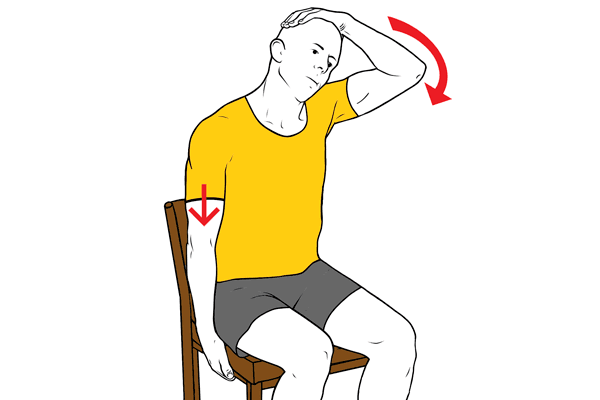 Estiramiento para trapecio superior sentado