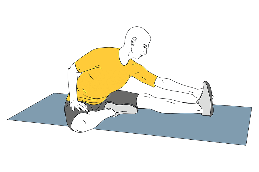 Estiramiento de isquiosural a una pierna estirada la otra flexionada