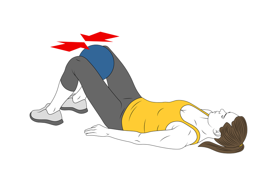 Aductor isométrico con pelota rodillas flexionadas