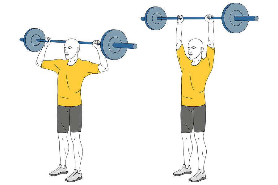 Press frontal de hombro de pie con barra