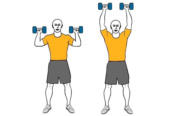 Press militar o de hombros con mancuernas de pie