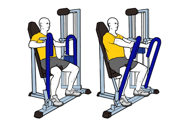 Press pectoral en maquina agarre vertical