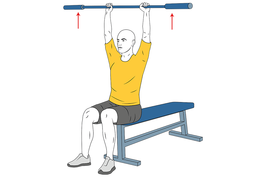 Press tras nuca con barra sentado sin apoyo
