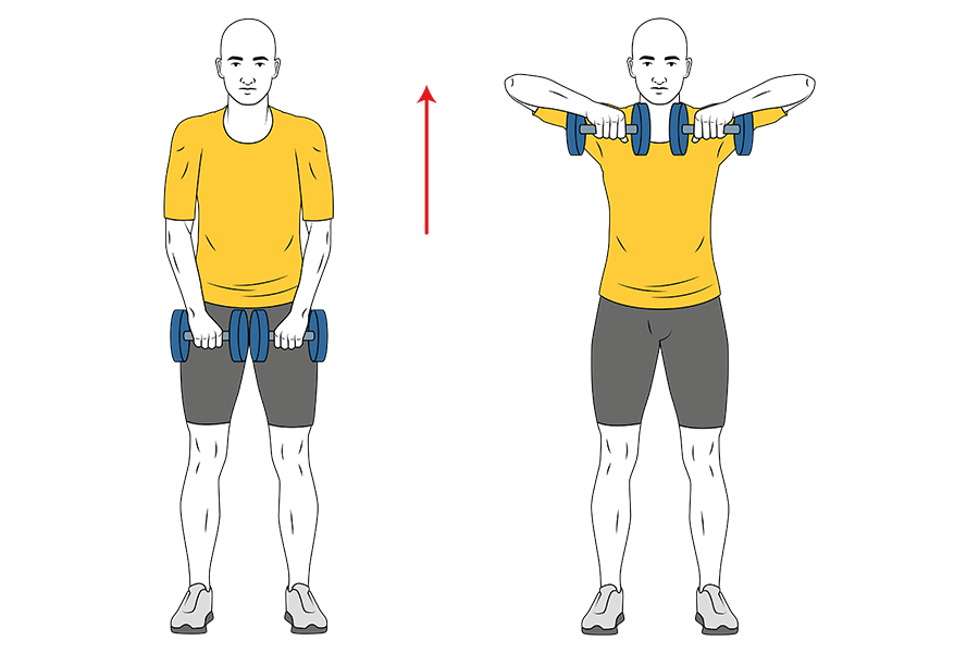 Remo al cuello con mancuernas