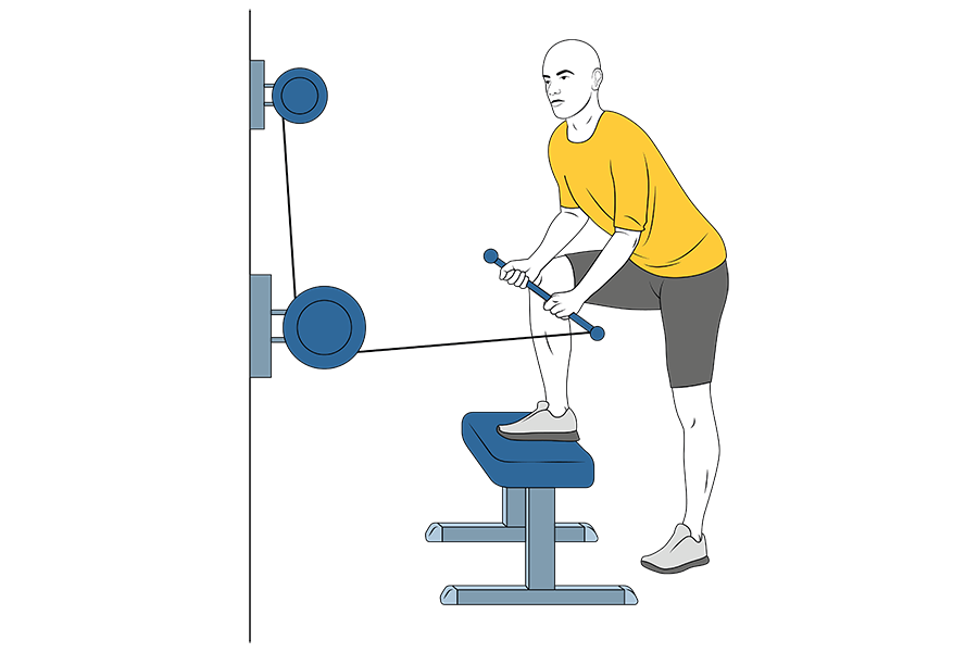 Remo con barra y polea